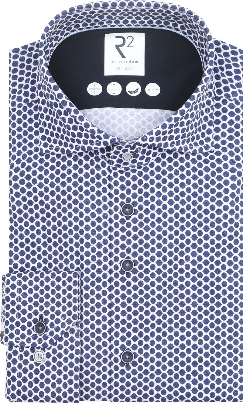 R2 Hemd Jersey Shaped Impression Blau - Größe 38 von R2 Amsterdam