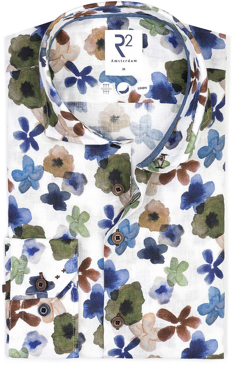 R2 Hemd Leinen Blumenmuster Multicolor - Größe M von R2 Amsterdam