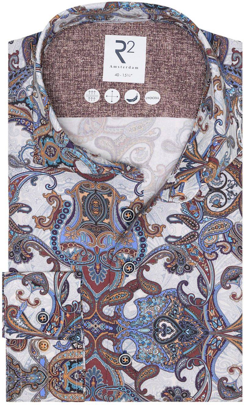 R2 Hemd Lyocell Paisley Multicolour - Größe 38 von R2 Amsterdam