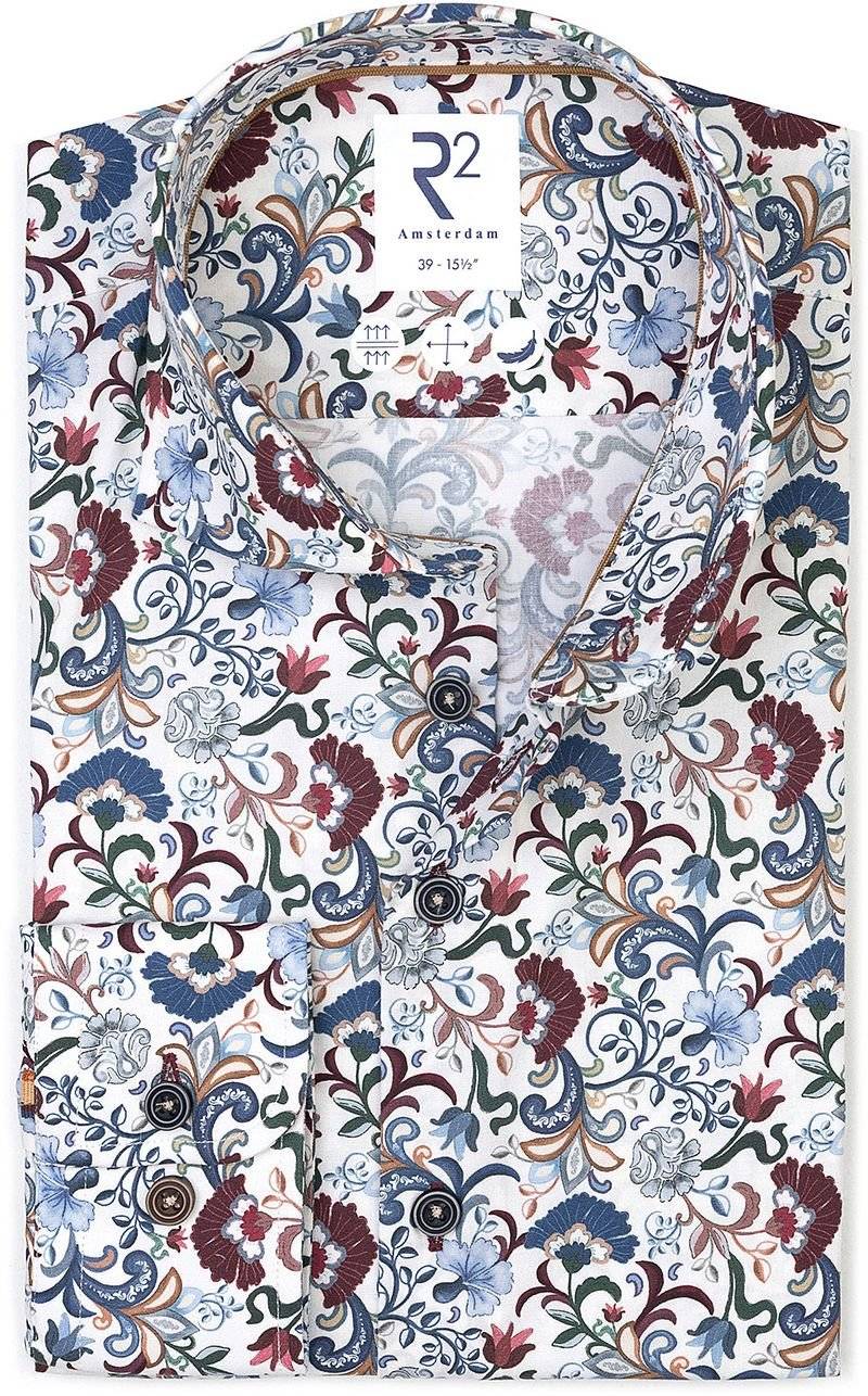 R2 Hemd Poplin Flower Druck Multicolour - Größe 45 von R2 Amsterdam