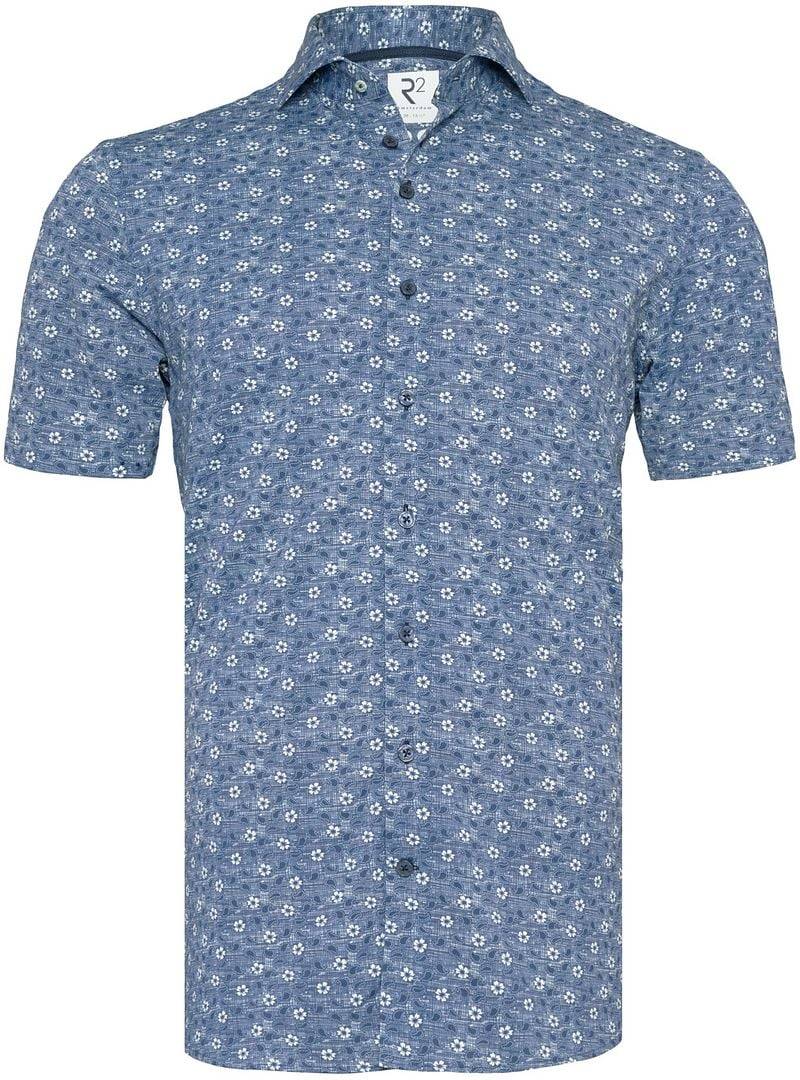 R2 Hemd Shortsleeve Druck Dunkelblau - Größe L von R2 Amsterdam