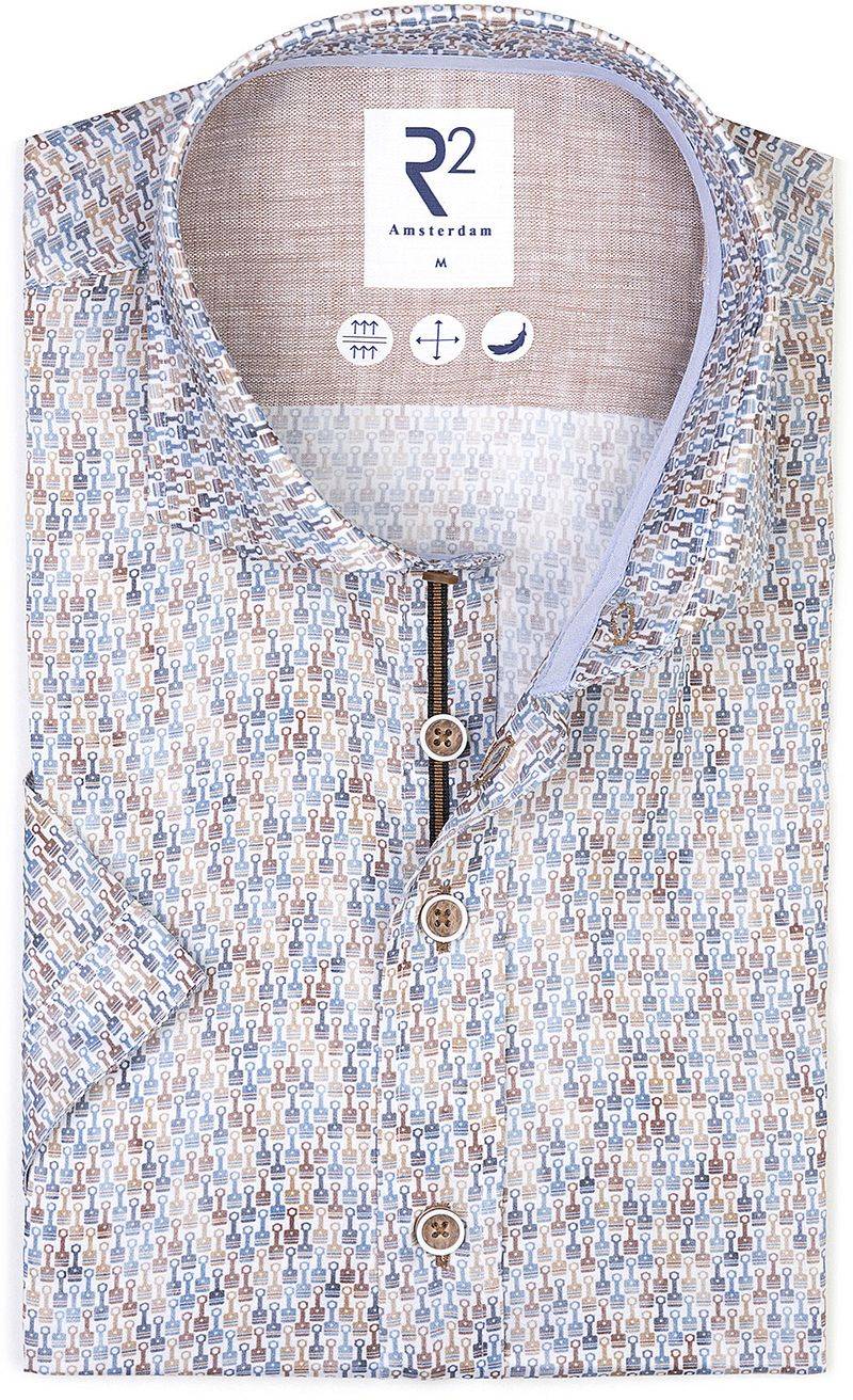 R2 Hemd Shortsleeve Print Blau - Größe 43 von R2 Amsterdam