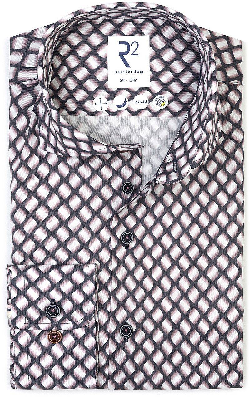 R2 Hemd Twill Leave Druck Multicolour - Größe 38 von R2 Amsterdam