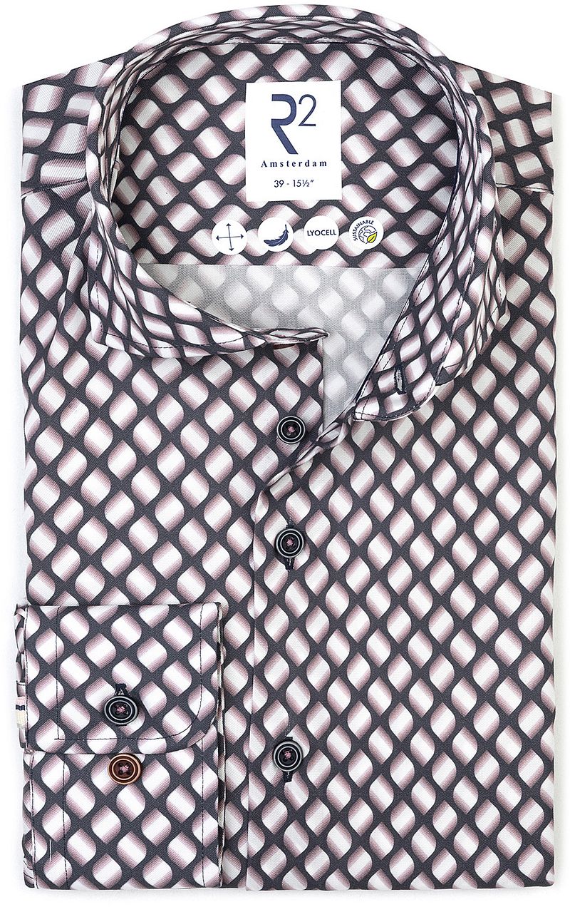 R2 Hemd Twill Leave Druck Multicolour - Größe 42 von R2 Amsterdam