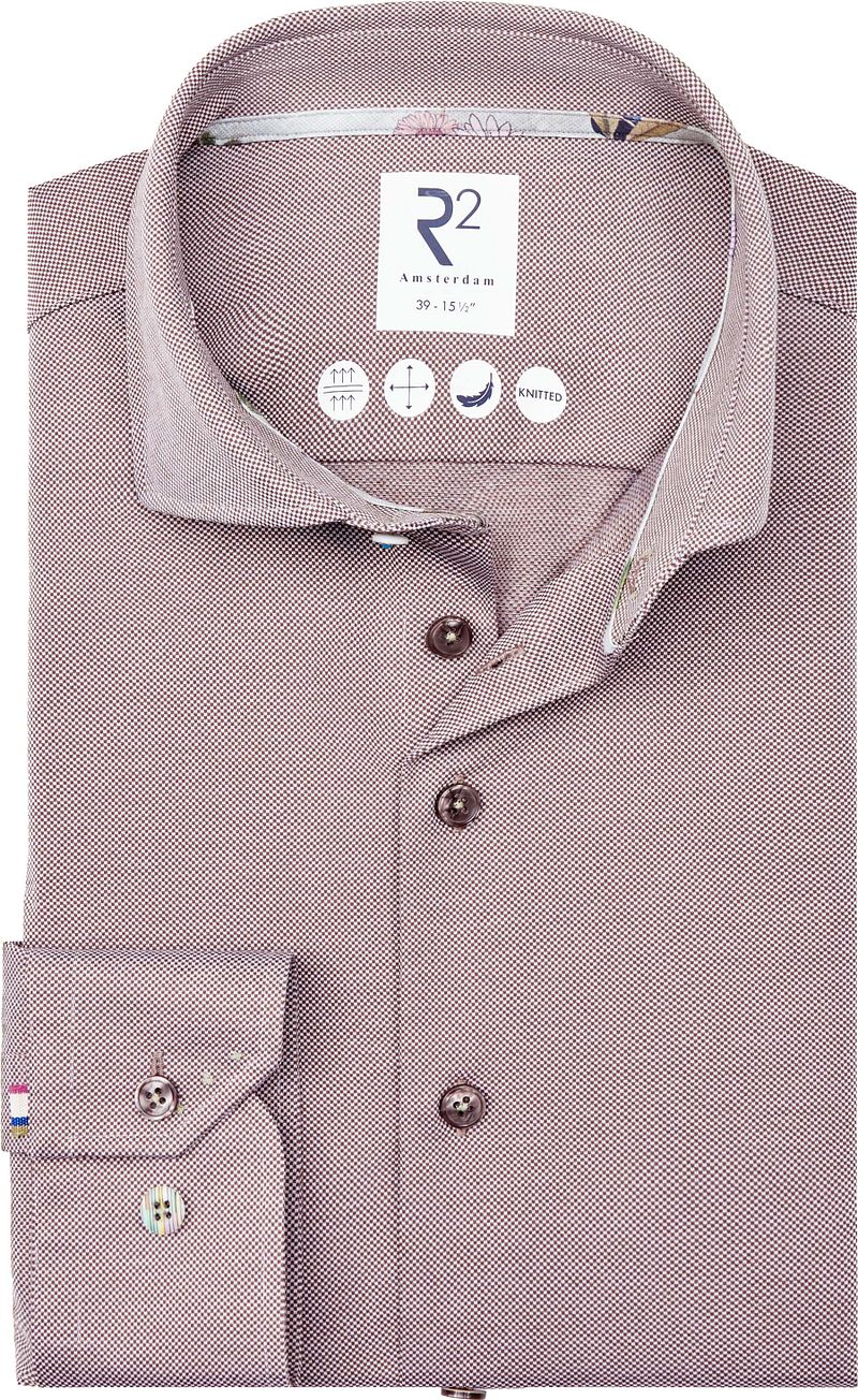 R2 Japanese Knitted Hemd Contrast Braun - Größe 38 von R2 Amsterdam