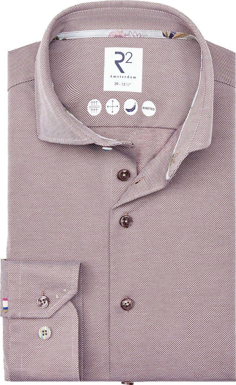 R2 Japanese Knitted Hemd Contrast Braun - Größe 40 von R2 Amsterdam