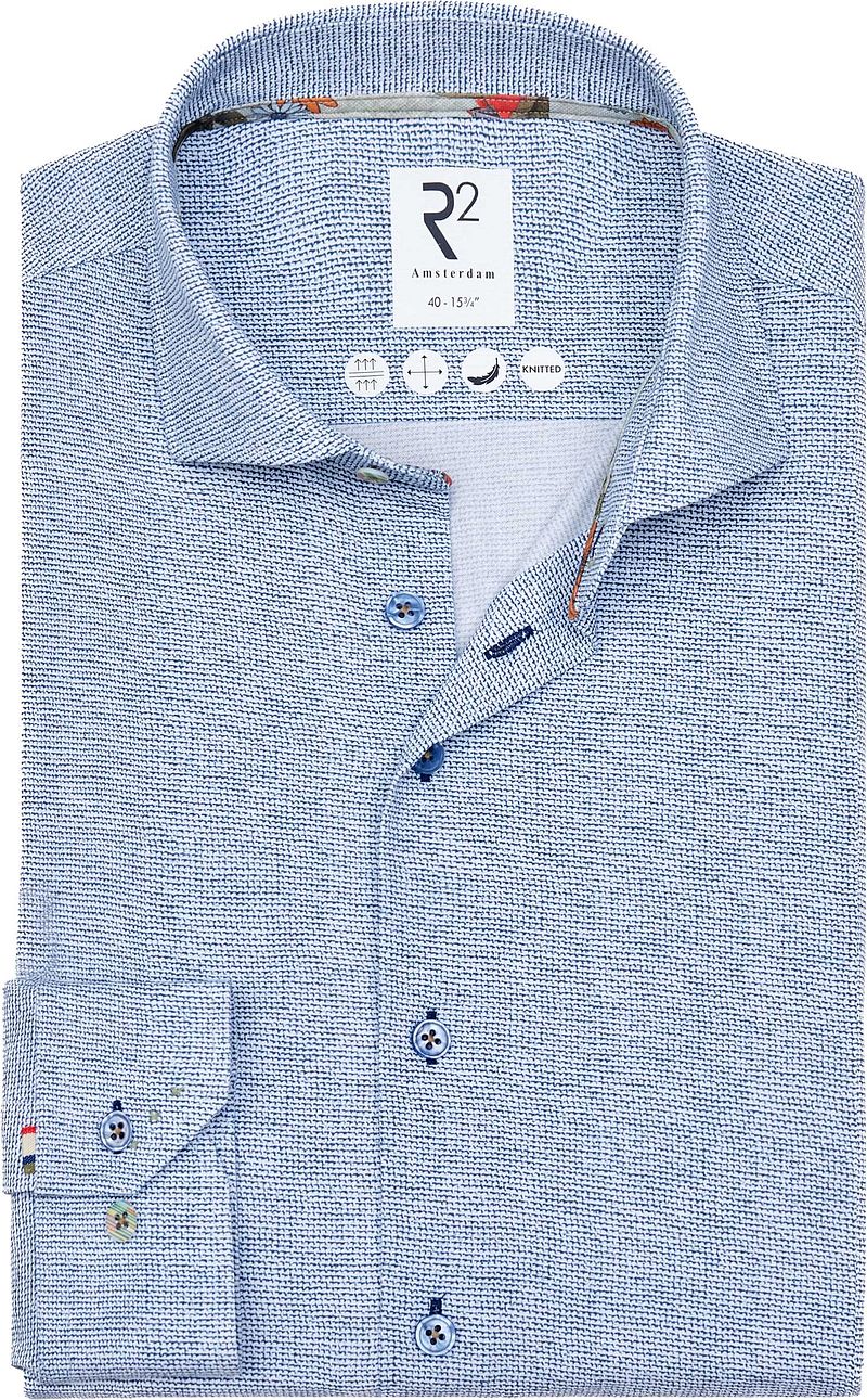 R2 Japanese Knitted Hemd Druck Blau - Größe 42 von R2 Amsterdam