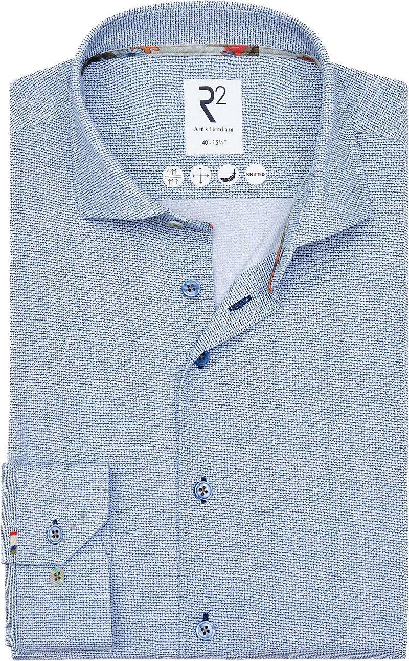 R2 Japanese Knitted Hemd Druck Blau - Größe 42 von R2 Amsterdam
