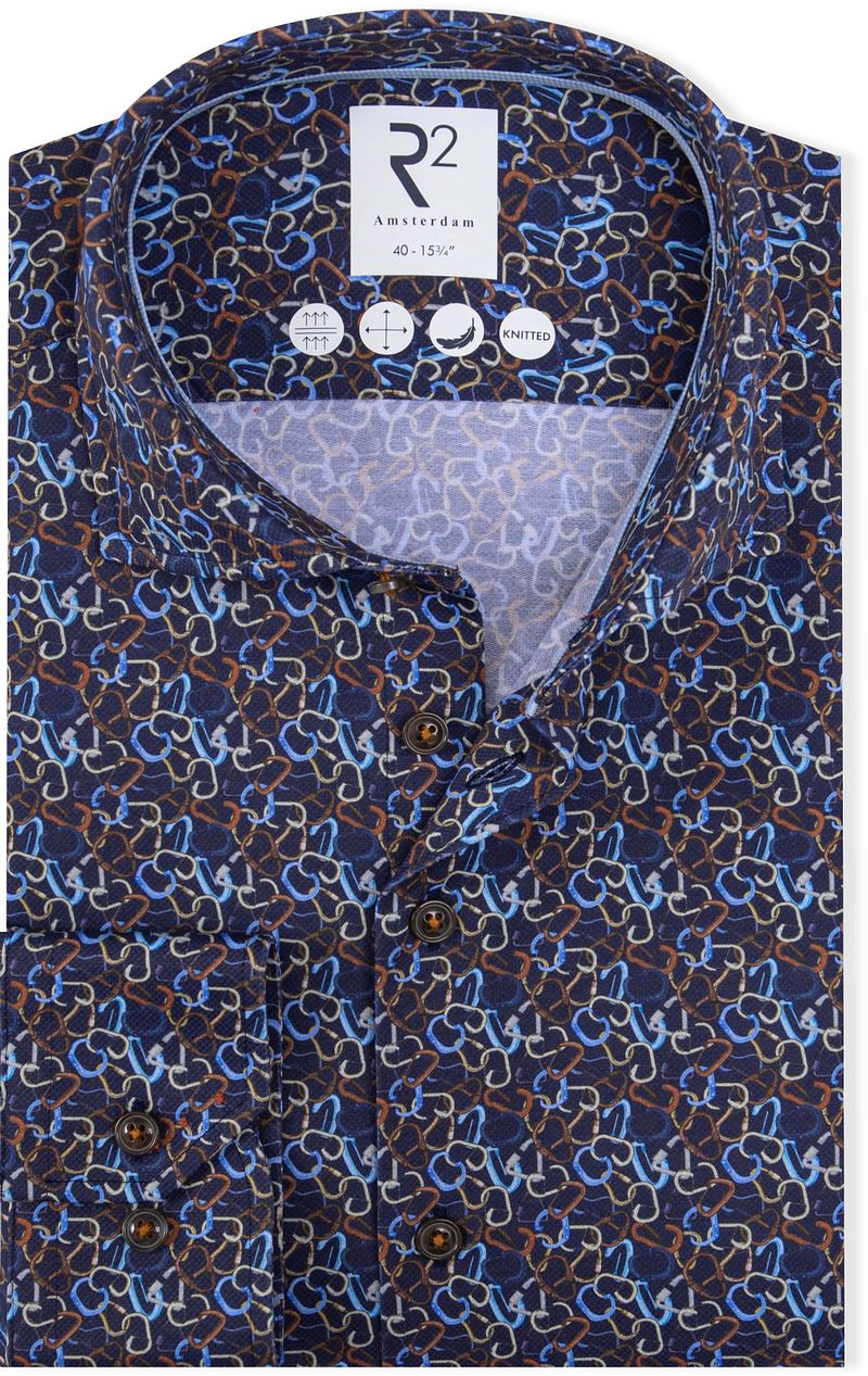 R2 Knitted Hemd Carabiner Navy - Größe 42 von R2 Amsterdam