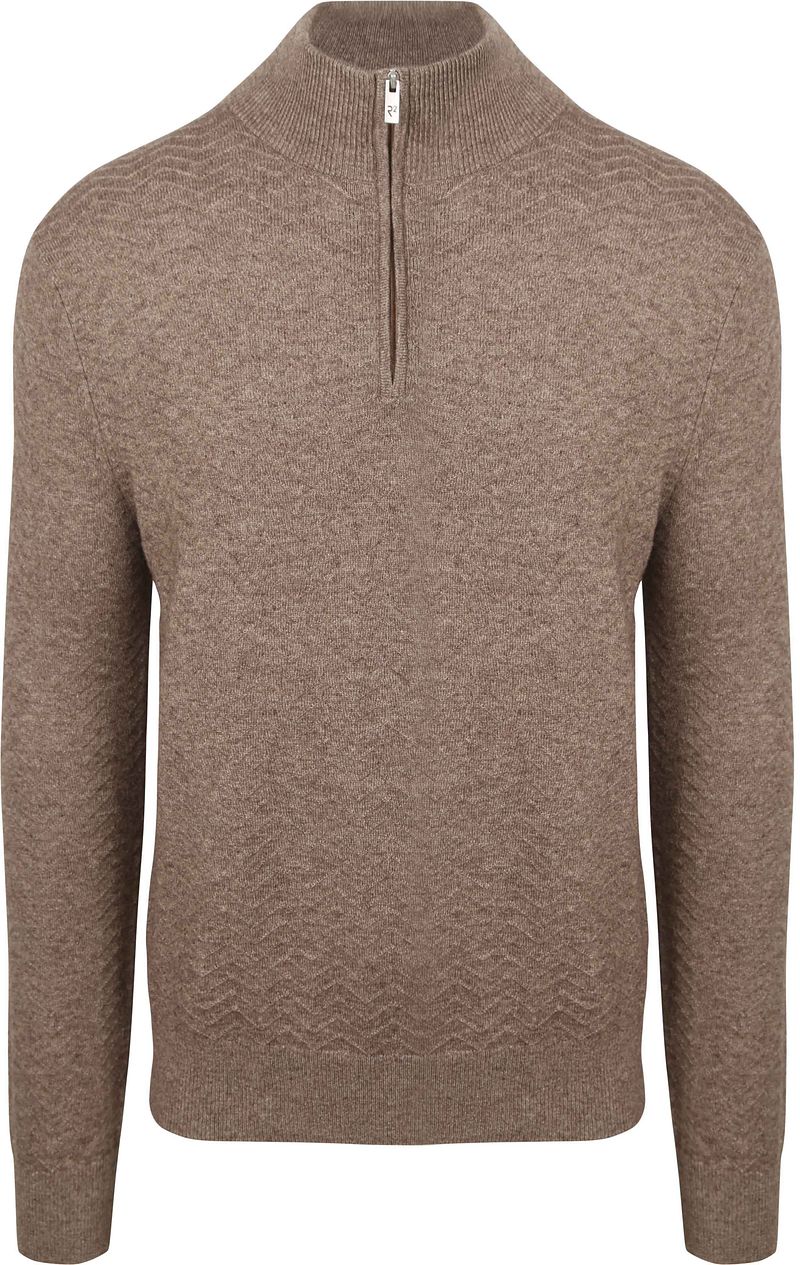 R2 Pullover Halfzip Weave Structure Taupe - Größe M von R2 Amsterdam