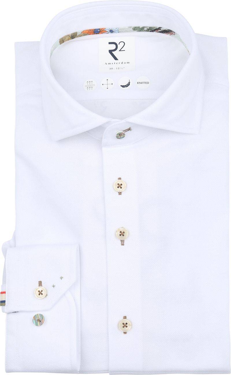 R2 Shirt Japanese Knitted Contrast White - Größe 39 von R2 Amsterdam