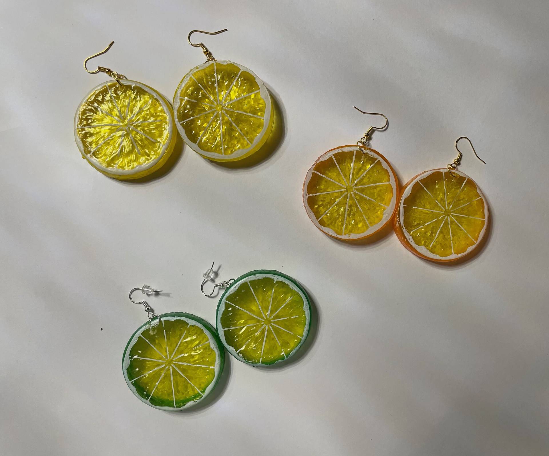 Frucht Scheibe Ohrringe Zitronen-, Limetten - Und Orangenscheiben Erhältlich in Gold & Silber von R59Creates