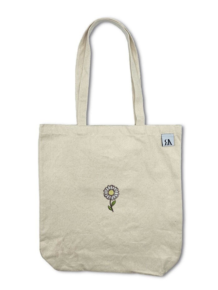 Bestickte Gänseblümchen Baumwolltasche Bestickte Gänseblümchen Baumwolltasche von RAAttire