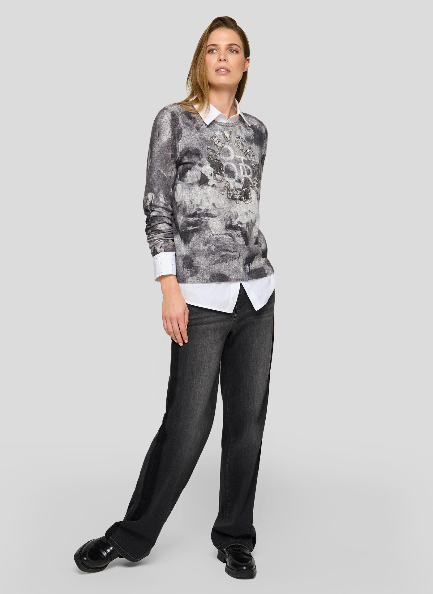 SELECTED WOMEN - SLFTHEA 2/4 KNIT MERINO COLLAR NECK snow white - Gr. - XS von SELECTED WOMEN