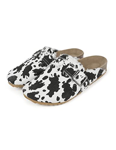 RACHAPE Canvas Loafer Damen Vintage Clogs Flache Slides Slip On Pantoletten Schuhe Low Top Rückenfrei Casual Sneakers zum Gehen, Kuh, 39.5 EU von RACHAPE