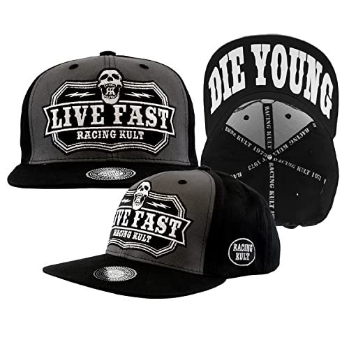 Racing Kult Live Fast Die Young Snapback Cap mit Stick Unisex von Racing Kult