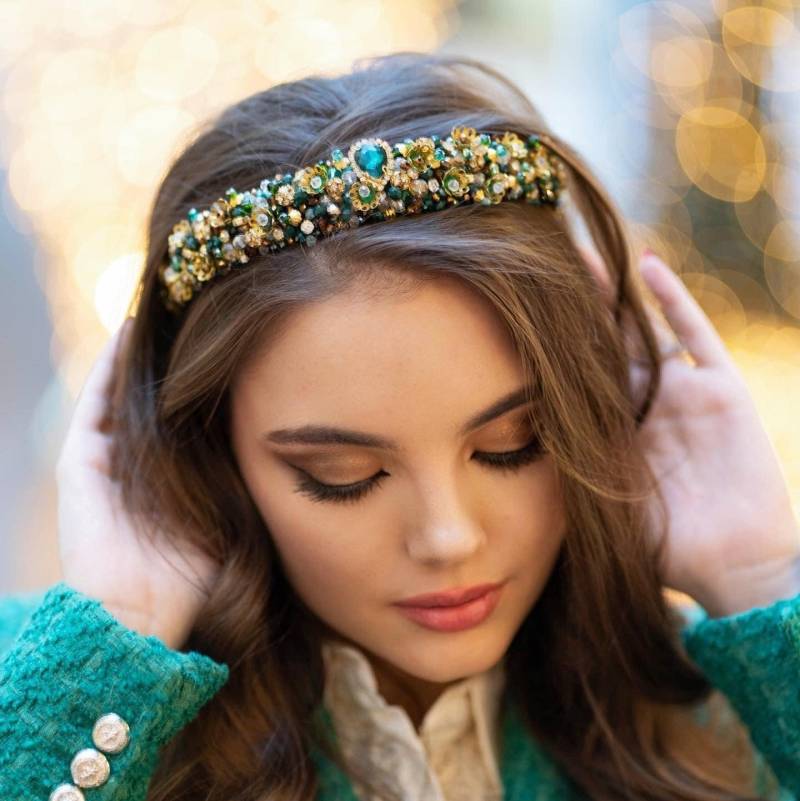 Smaragd Tiara Perlen Stirnband Für Frauen Gold Kristall Jeweled Grüne Smaragd Tiara Perlen Stirnband Für Frauen Gold Kristall Jeweled Grüne von RADAPOLA