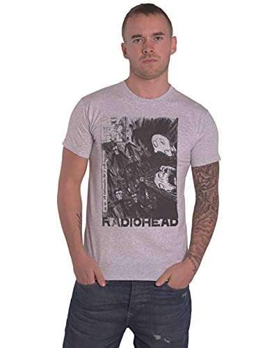 Radiohead T Shirt Scribble Band Logo Nue offiziell Herren Grau L von Rocks-off