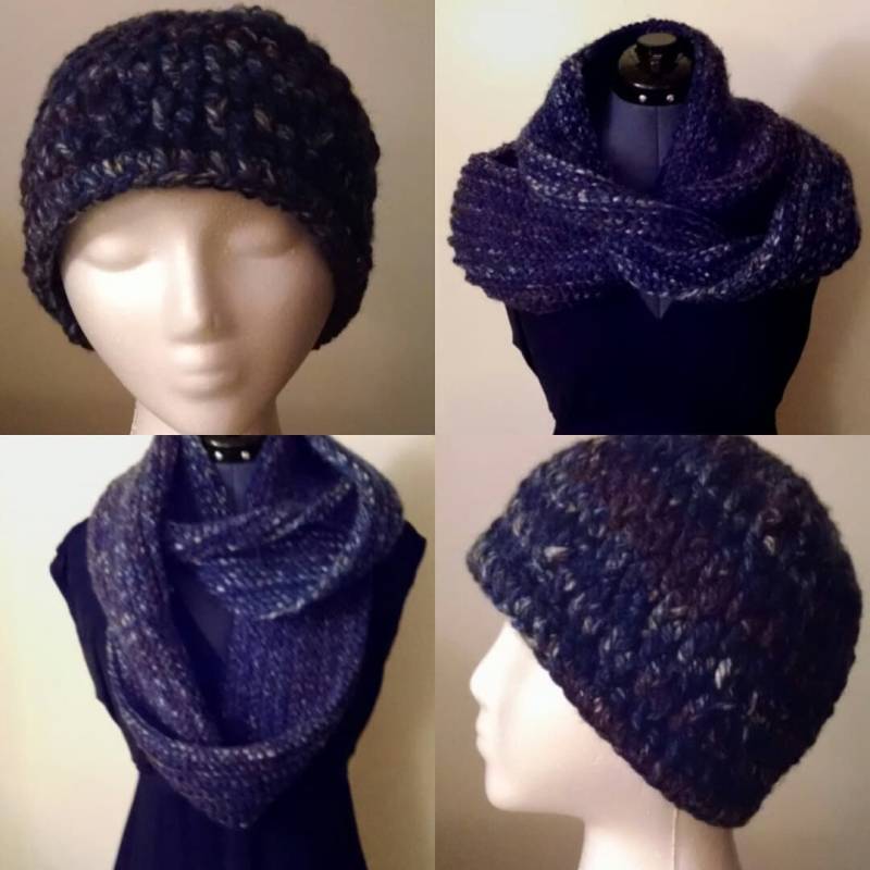 Gestricken Texturierte Erwachsener Hut, Aus Gewirken Infinity Schal Set, Und Stricken Winter Sets, Schals Mützen Für Männer Frauen, Custom Design von RADZCreations