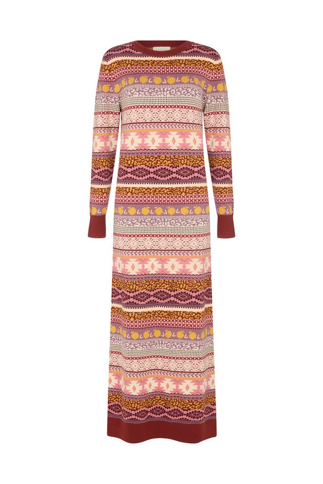 RAFFYA Midikleid Elvis Longline Folk Jacquard Maxi Dress Damen von RAFFYA