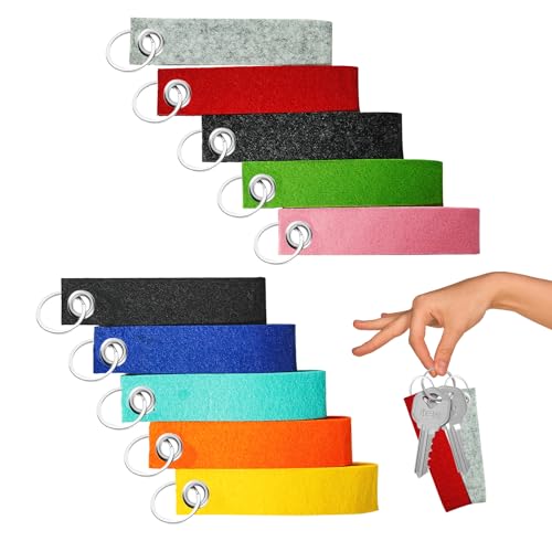 RAFIYU 20 Stück Schlüsselanhänger Filz, Filzanhänger Rohling mit Edelstahl Ring Schlüsselanhänger Beschriftbar für DIY Handwerk Filz Schlüsselanhänger Rohlinge13 x 3 CM von RAFIYU