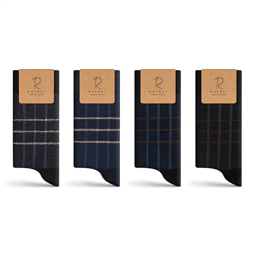 RAFRAY Bambus Socken – Plaid – Leichte und Dünne Premium Bambus Socken in Geschenkbox – Premium Bambusgarn – 4 Paar – Größe 40–44 von RAFRAY