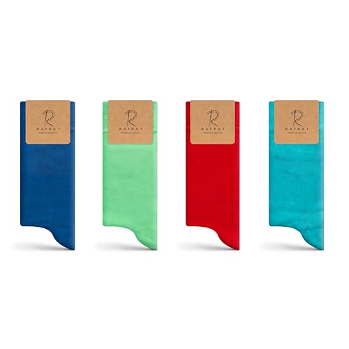RAFRAY Premium Bambus Socken – Leichte und Dünne Regenbogen Bunte Bambus Socken in Geschenkbox - 4 Paar (40-44 Blau, Rot, Türkis, Mintgrün) von RAFRAY
