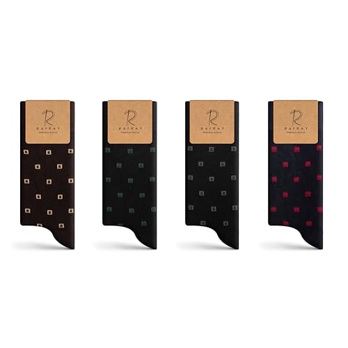 RAFRAY Premium Bambus Socken – Squared – Klassische Bambus Socken in Geschenkbox - 4 Paar - Größe 40-44 von RAFRAY