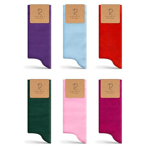 RAFRAY Premium Socken - Bunte Regenbogen Socken in Geschenkbox - Baumwolle - 6 Paar, 36-40 (DE/NL/SE/PL, Numerisch, 36, 40, Regular, Regular, Blau, Nephritgrün, Zyklamenrosa, Orange, Pink, Lila) von RAFRAY