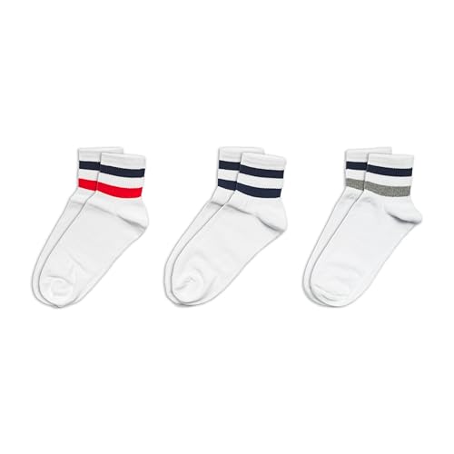 RAFRAY Socken - Sportsocken Weiß - Streifen - Sneakersocken in Geschenkbox - Premium Baumwolle - 3 Paar - Größe 40-44 von RAFRAY