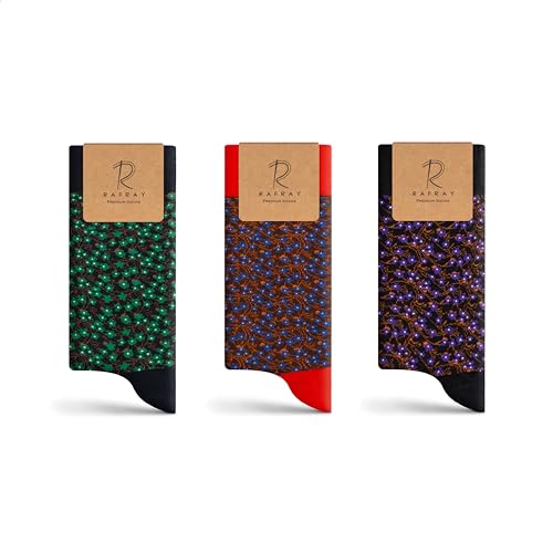 RAFRAY Rafray Socks Floral Socken Geschenkbox - Premium Baumwolle - 3 Paar - Größe 40-44, Brown, Navy, Schwarz, 40-44 von RAFRAY