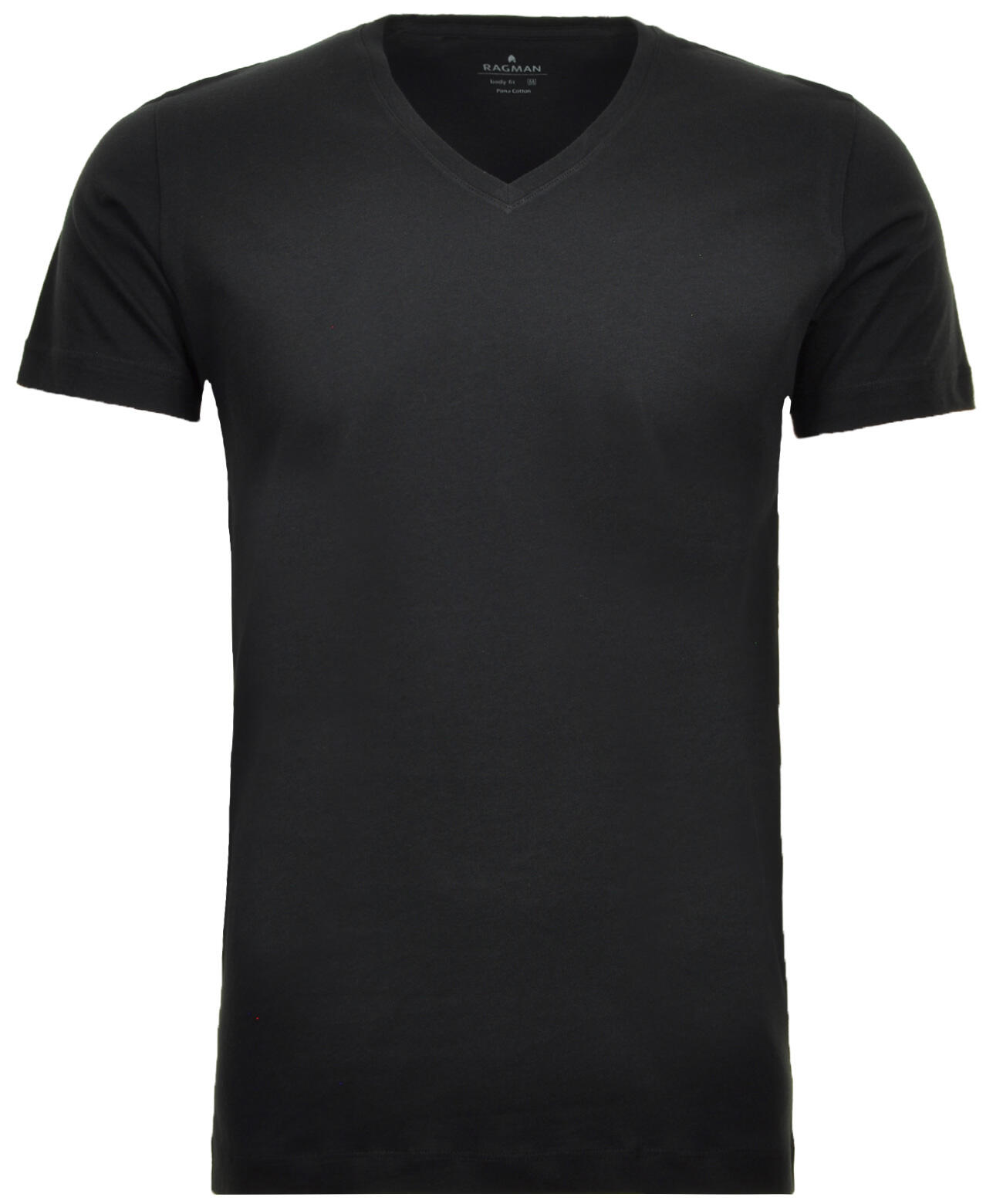 RAGMAN - 2 T-Shirt Doppelpack Bodyfit mit V-Ausschnitt schwarz - Gr. - S von RAGMAN