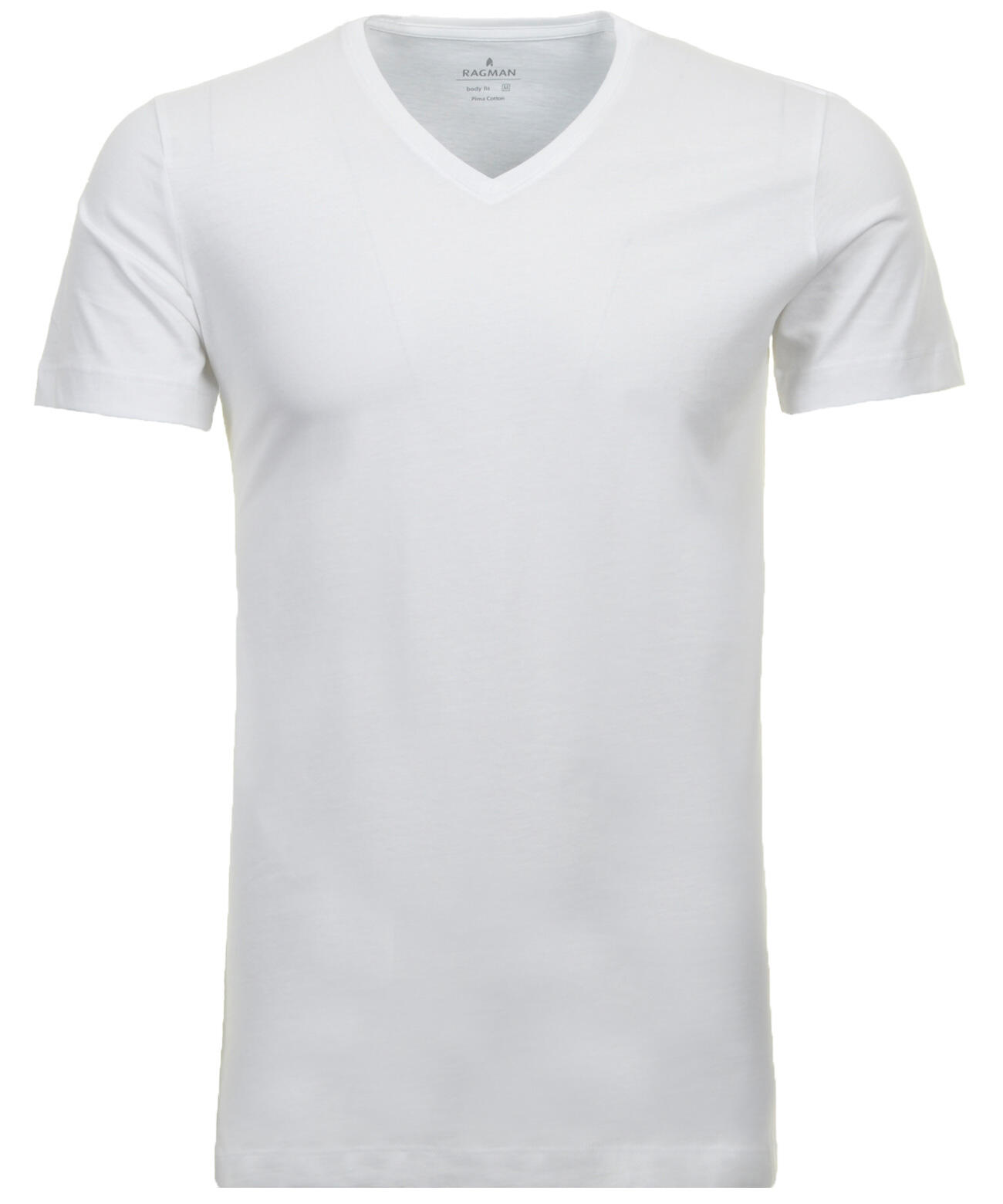 RAGMAN - 2 T-Shirt Doppelpack Bodyfit mit V-Ausschnitt weiss - Gr. - S von RAGMAN