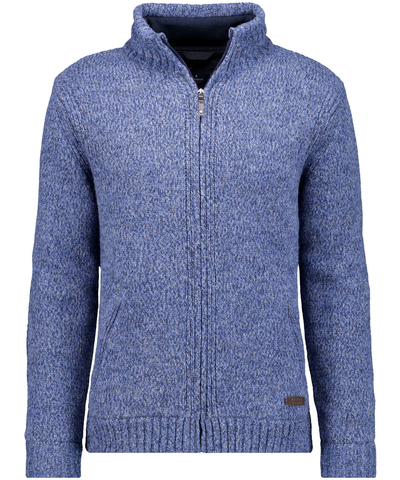 RAGMAN - Cardigan mit Fleece-Innenfutter hellblau mouliniert - Gr. - M von RAGMAN