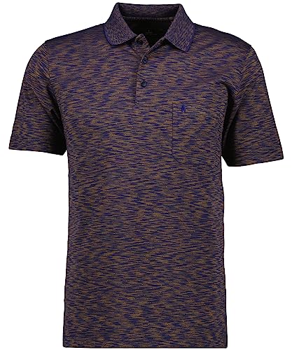 RAGMAN Herren Jersey Softknitpolo gestreift L, Lila meliert-145 von RAGMAN