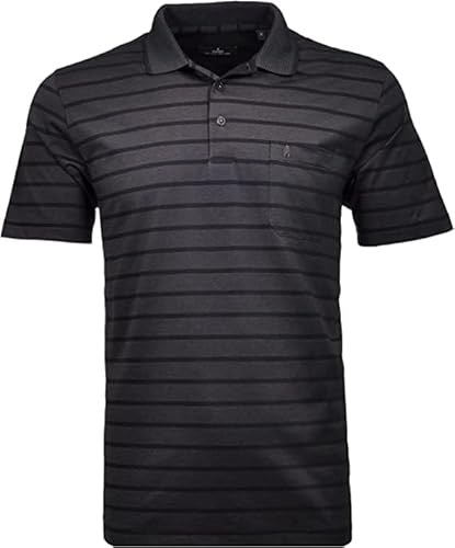 RAGMAN Herren Jersey Softknitpolo gestreift XL, Schwarz-009 von RAGMAN