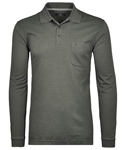 RAGMAN Herren Poloshirt Langarm L, Grau-Melange-194 von RAGMAN