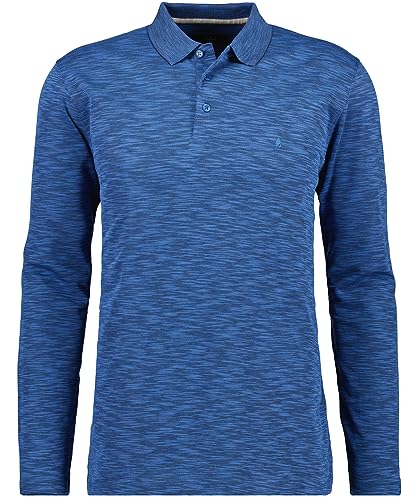 RAGMAN Herren Poloshirt Langarm Softknit L, Blau-Melange-765 von RAGMAN