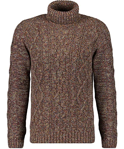 RAGMAN Herren Rollkragen-Pullover mit Zopfmuster L, Bordeaux-169 von RAGMAN