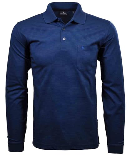 RAGMAN Herren Softknit-Polo Fineliner, Langarm Dunkelblau-793, S von RAGMAN