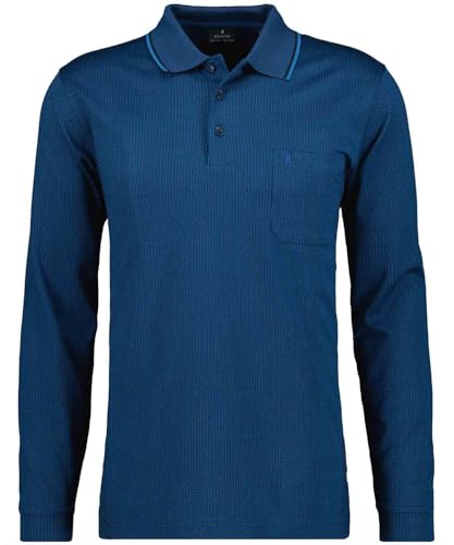 RAGMAN Herren Softknit-Polo Jacquard, Langarm Dunkelblau-793, S von RAGMAN