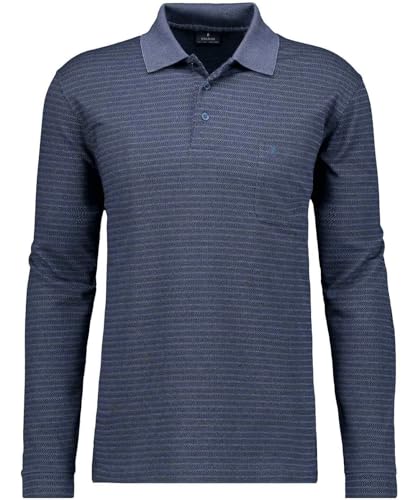 RAGMAN Herren Softknit-Polo Jacquard, Langarm Marine-070, L von RAGMAN