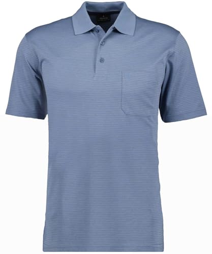 RAGMAN Herren Softknit-Polo fein gestreift Blau-717, 3XL von RAGMAN