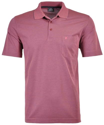 RAGMAN Herren Softknit-Polo fein gestreift Beere-683, M von RAGMAN