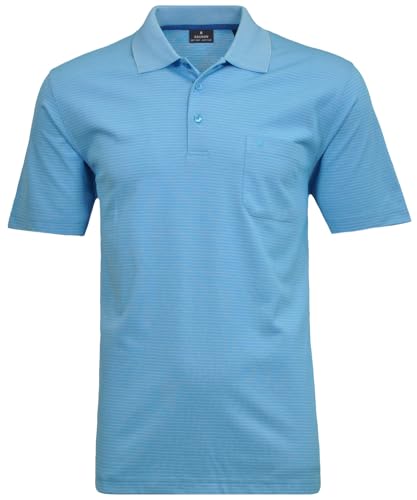 RAGMAN Herren Softknit-Polo fein gestreift XXL, Ibiza Blau-742 von RAGMAN