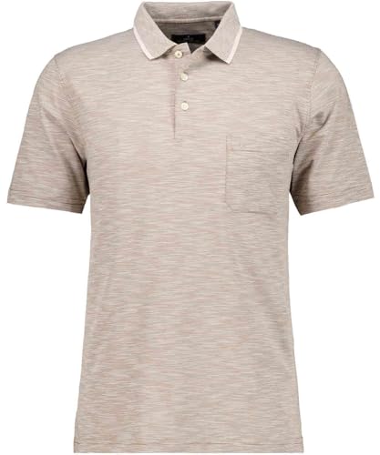 RAGMAN Herren Softknit-Polo gestreift, Flammdesign Beige-Melange-081, L von RAGMAN