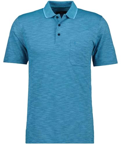 RAGMAN Herren Softknit-Polo gestreift, Flammdesign Wasserblau-732, L von RAGMAN