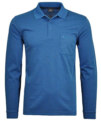 RAGMAN Herren Softknit-Polo mit Brusttasche, Langarm 6XL, Blau-Melange-765 von RAGMAN