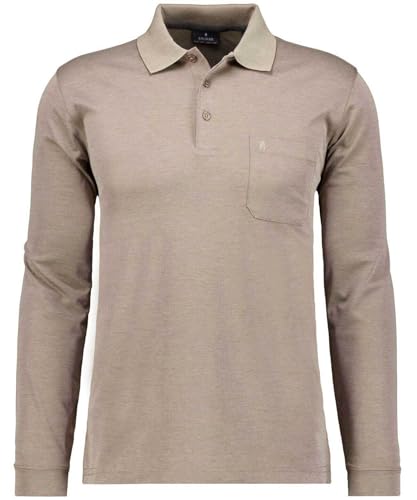 RAGMAN Herren Softknit-Polo mit Brusttasche, Langarm Beige-Melange-820, 3XL von RAGMAN