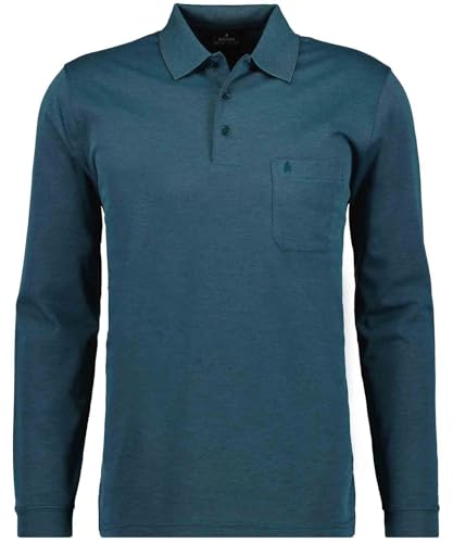 RAGMAN Herren Softknit-Polo mit Brusttasche, Langarm Dunkelgrün-357, 4XL von RAGMAN